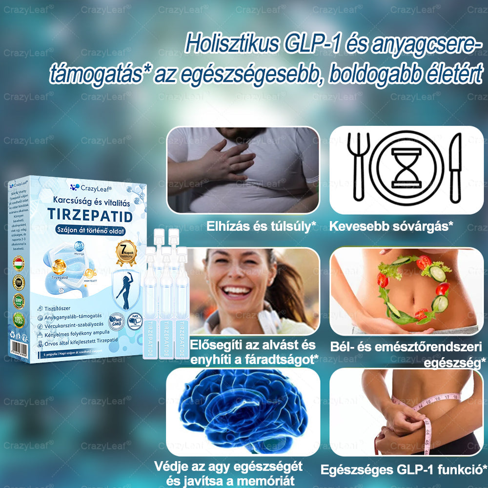 Klinikailag igazolt Magyarországon | Hivatalos áruház | CrazyLeaf® Slim & Vitality szájon át szedhető oldat makacs fogyás, magas vérnyomás, vércukorszint, zsírmáj, ízületi fájdalom, alacsony energiaszint és laza bőr esetén