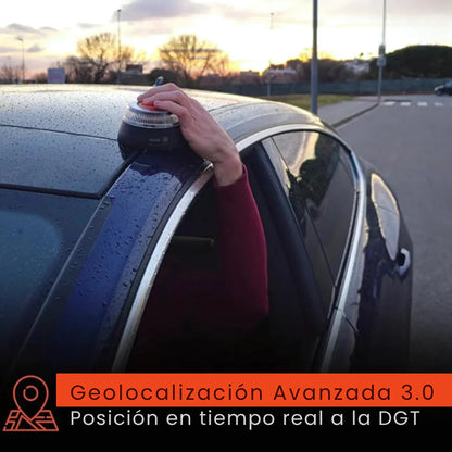 🚨DarkFairy Luz de Emergencia V16 Aprobada por la DGT con Geolocalización 3.0 – Señalización de Ubicación para Automóviles, Plan de Datos Incluido – Base Magnética IP54 – Cumple con la Normativa 2026.