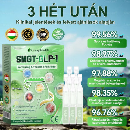 CrazyLeaf® SMGT-GLP-1 karcsúság & vitalitás orális oldat célpontjai a makacs testsúly, magas vérnyomás, vércukorszint, zsírmáj, ízületi fájdalom, fáradtság, alacsony energia, megereszkedett bőr és még sok más a jobb egészség és vitalitás érdekében.