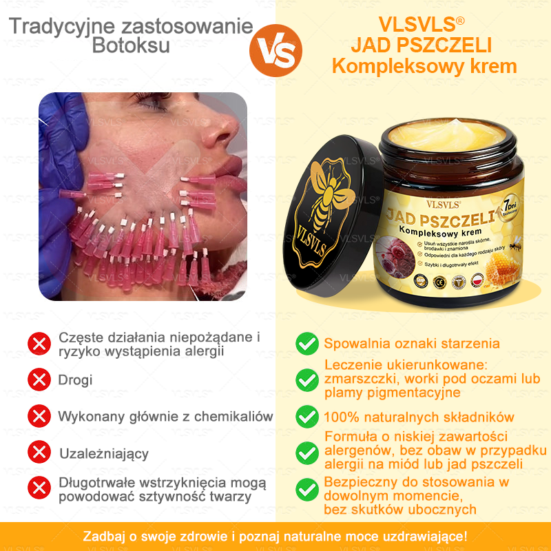 Wykonane i wysłane z Polski 🌟 𝑽𝑳𝑺𝑽𝑳𝑺® Krem z Jadem Pszczoły Kompleksowy Ostatni Dzień 80% ZNIŻKI (Opadająca Skóra, Drobne Zmarszczki, Utrata Jędrności, Płaskie Piersi, Opadające Biodra i Więcej)